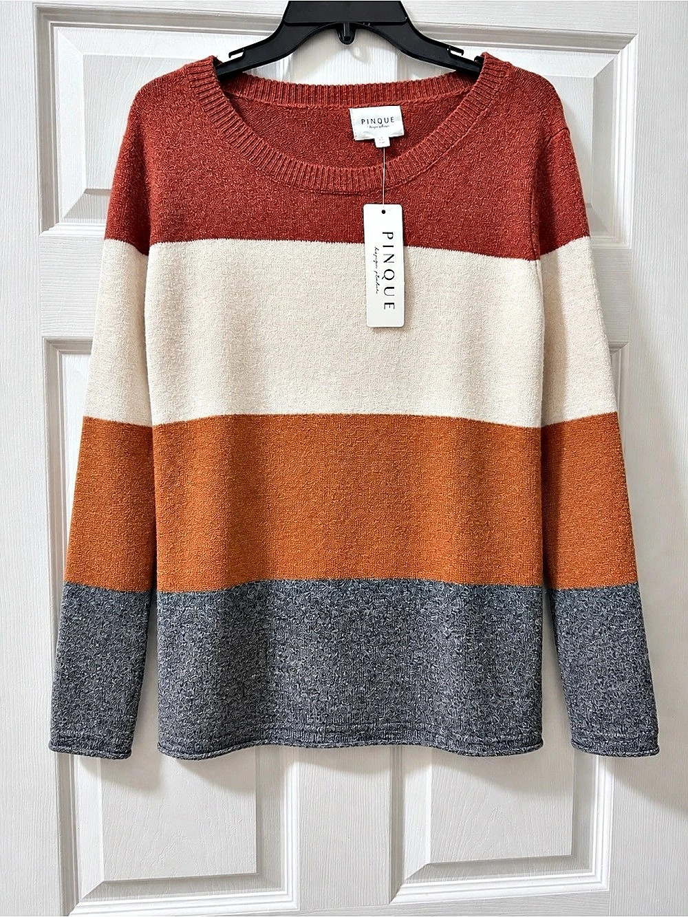 PINK CLOVER Color Block Crewneck Sweater NWT
